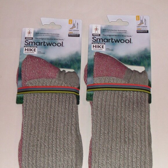 2 Pairs Smartwool Classic Edition Hike Light Cushion Crew Socks Women's Large - Picture 3 of 8
